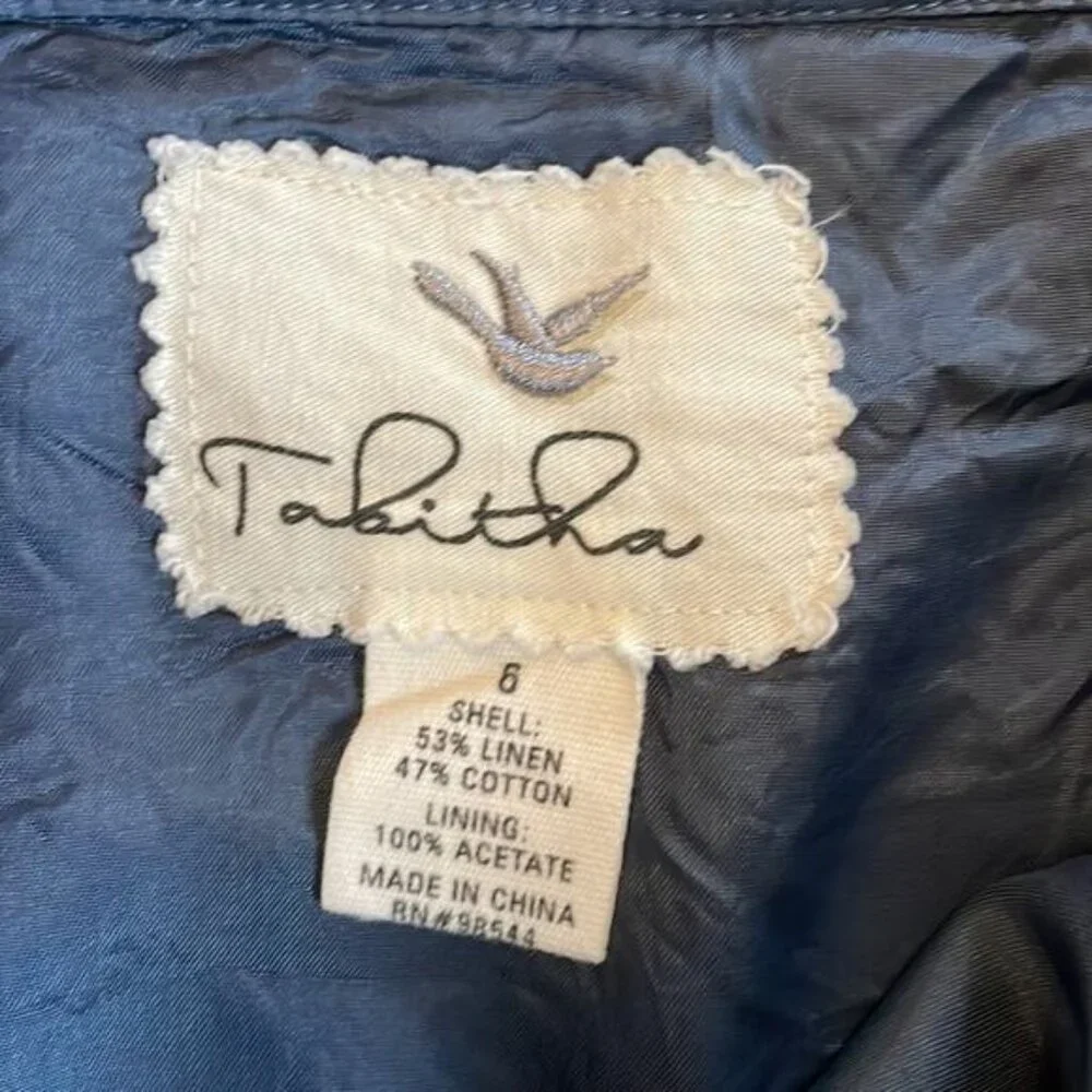 Tabitha Anthropologie Blue Linen Skirt Size 6 Academia Mini School Twee Pockets - Picture 3 of 6